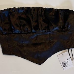 Forever 21 Satin Strapless Crop Top - Black - Size Small